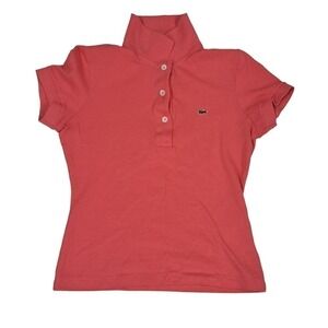 Lacoste Polo shirt pink 100% cotton xxs